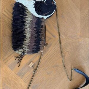 Mary Frances Black and Brown Beaded Crossbody Bag